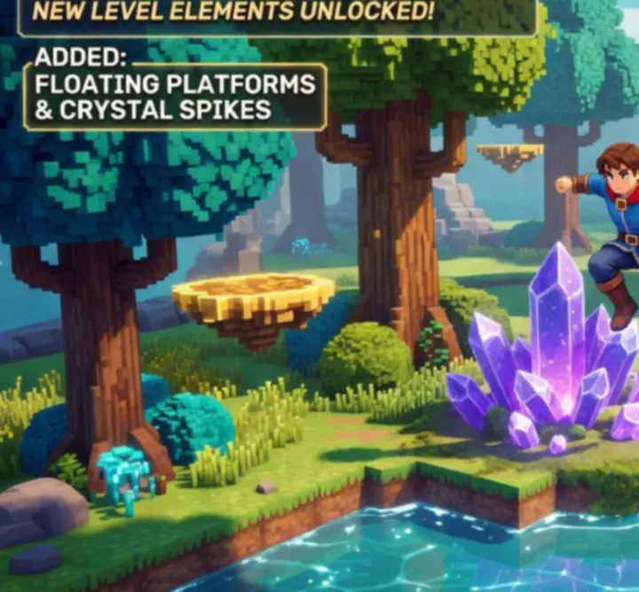 Ekran informujący o najnowszej aktualizacji gry The Art of Game z nowymi poziomami i funkcjami.