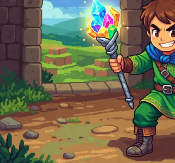 Retro-inspirowane projekty bohaterów gry The Art of Game w różnych fazach rozwoju.
